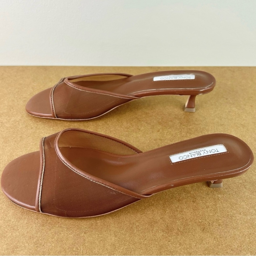 NEW TONY BIANCO REVOLVE BROWN MESH SLIDE SANDALS - Picture 8 of 15